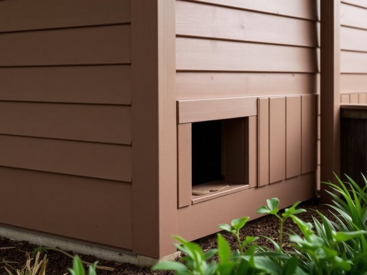 Close observation of an entry point where weatherboard meets a garden bed
